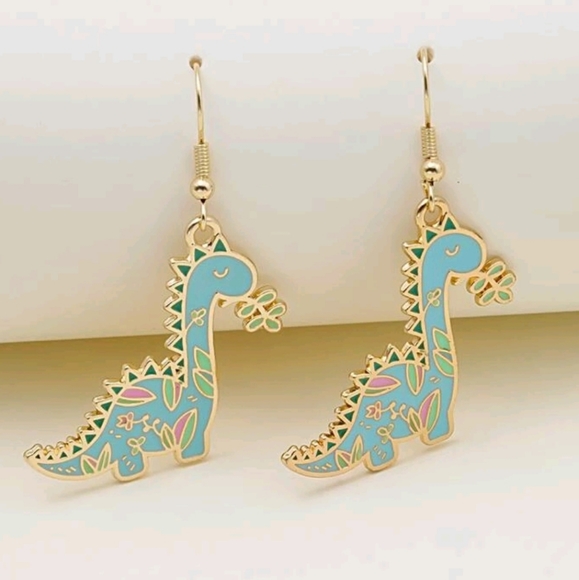 Floral Herbivore Baby Dinosaur Earrings - Picture 6 of 6